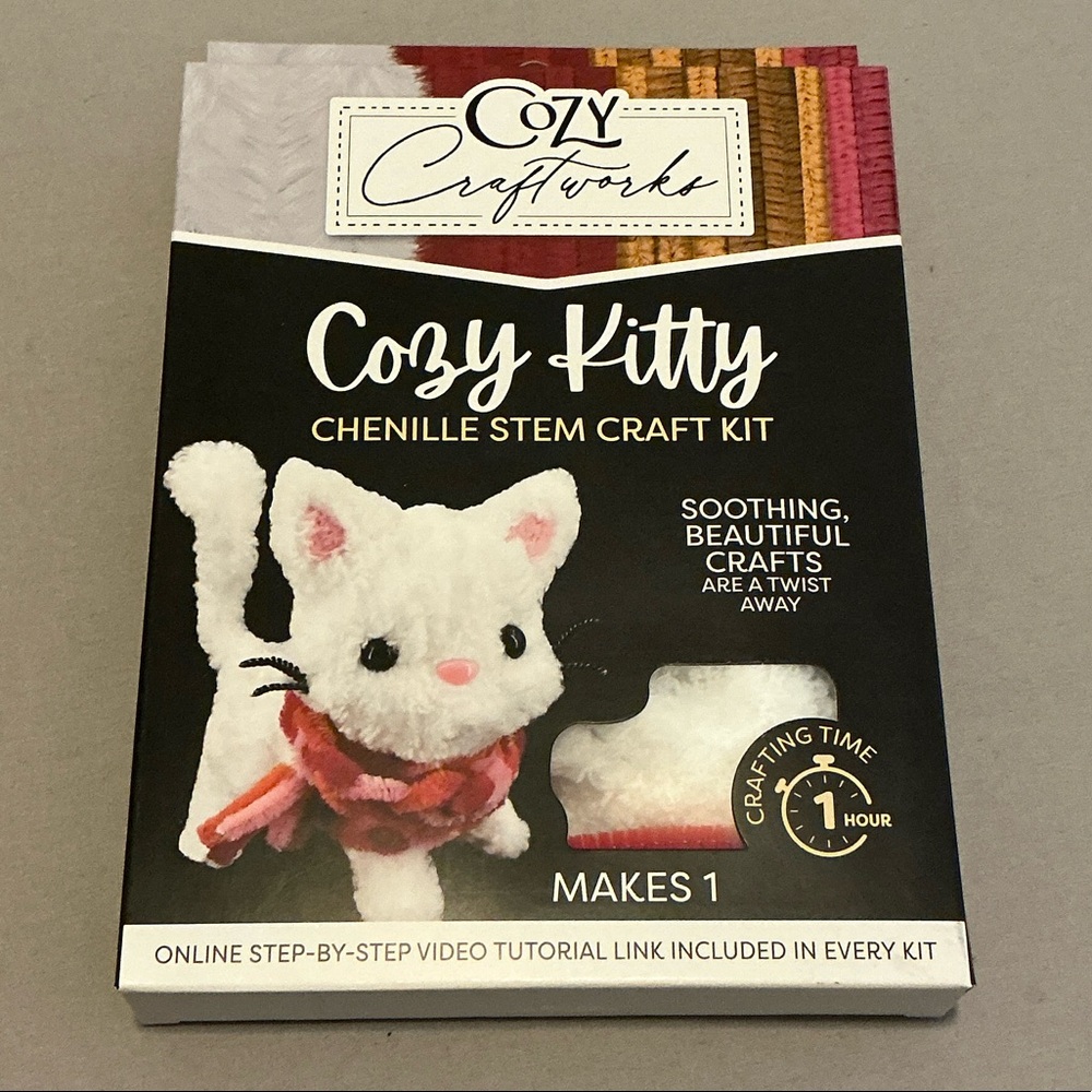 Cozy Kitty Chenille Stem Kit - White
